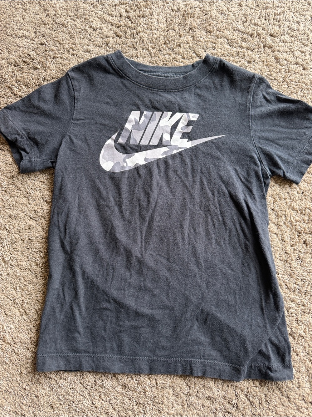 Nike Black Tee with Gray & White Camo Logo